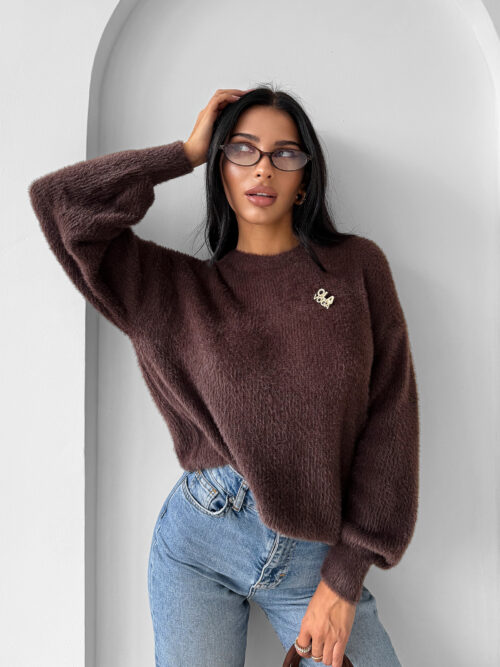 Sweter damski OLAVOGA AURAMISU czekoladowy