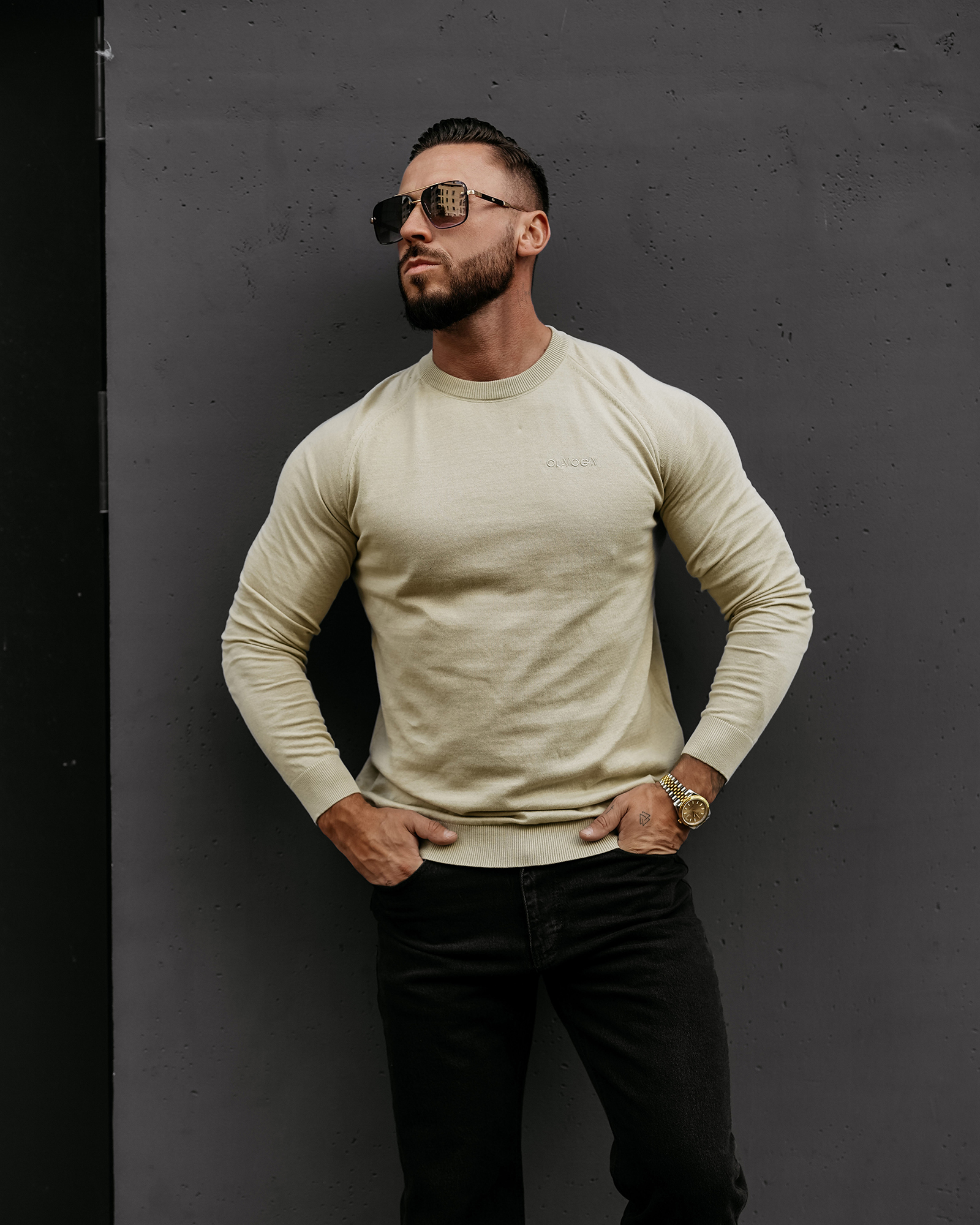 Sweter męski OLAVOGA MEW oliwkowy