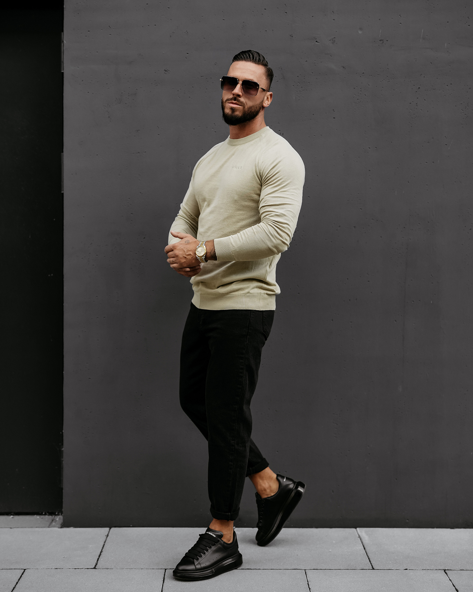 Sweter męski OLAVOGA MEW oliwkowy Sweter męski OLAVOGA MEW oliwkowy