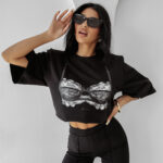 T-shirt oversize OLAVOGA z nadrukiem BRA czarny