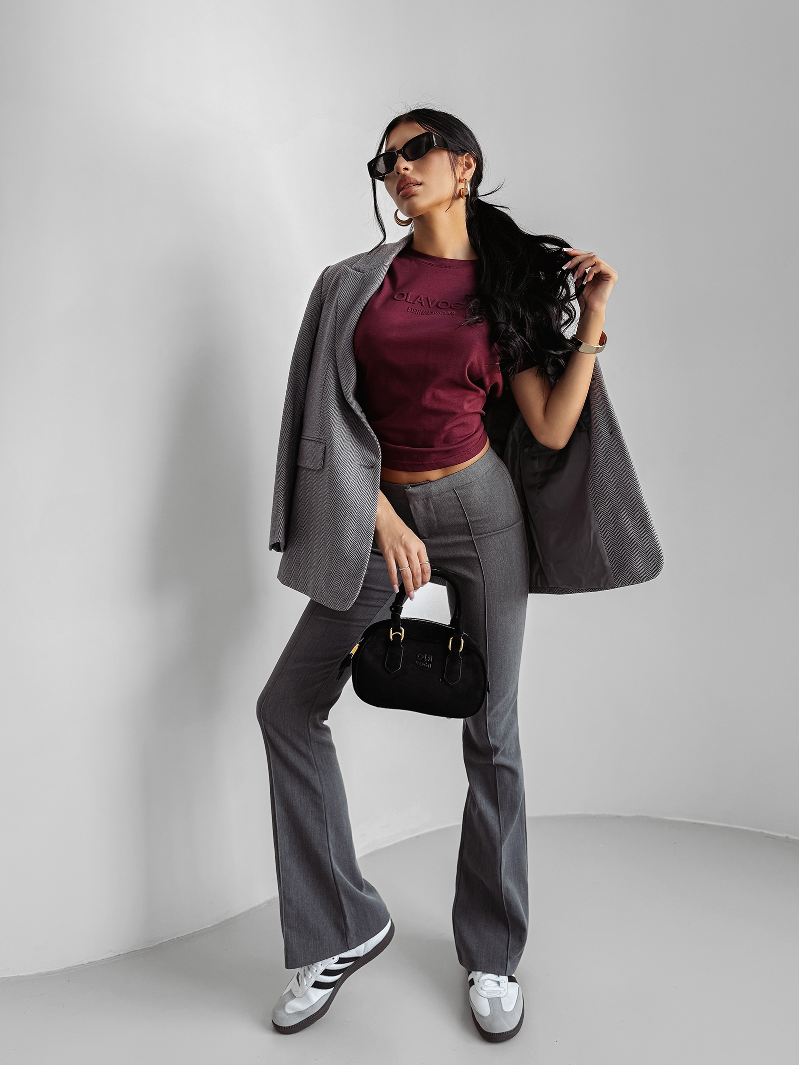 T-shirt damski OLAVOGA SUBTLE bordowy