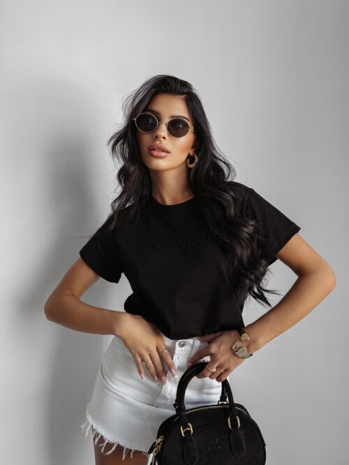 T-shirt damski OLAVOGA SUBTLE czarny