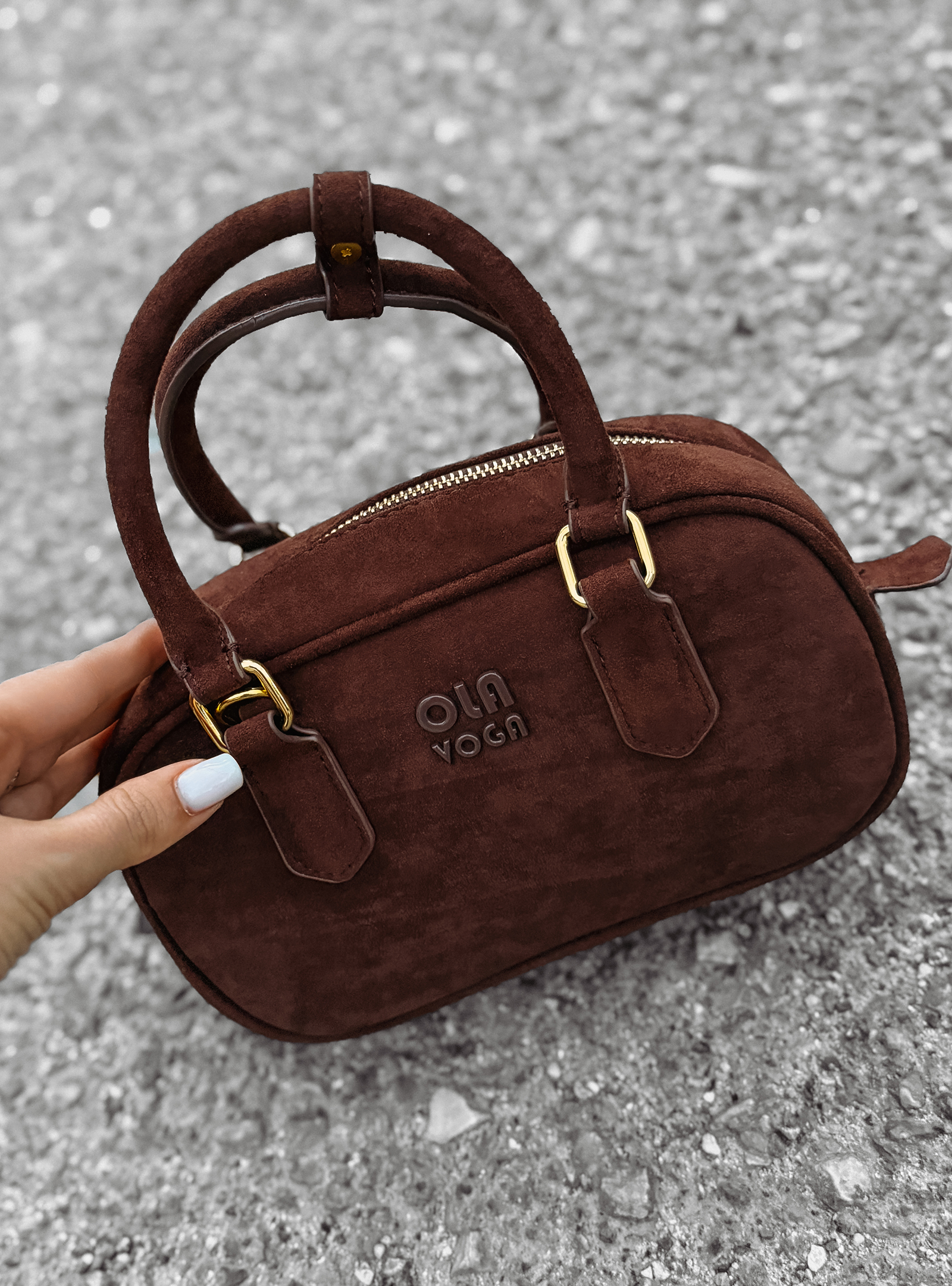 Torebka zamszowa OLAVOGA FORBIDDEN jasny brąz