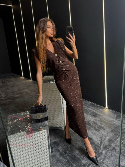 Sukienka cekinowa Victorie brązowa