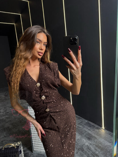 Sukienka cekinowa Victorie brązowa