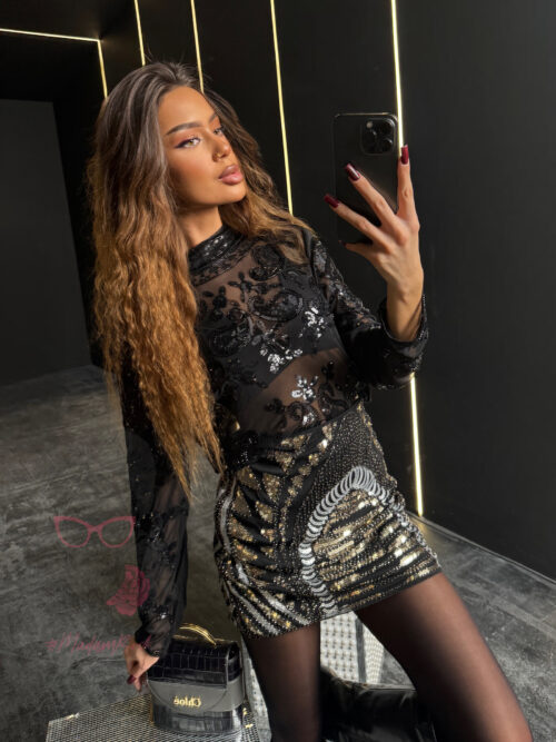 Spódniczka mini cekinowa DYSCO czarna