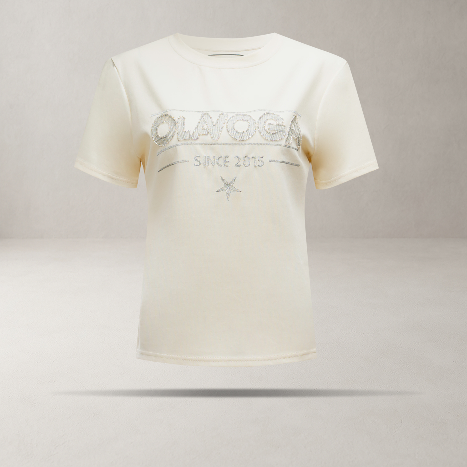 T-shirt damski OLAVOGA BLACK PRINCE ecru