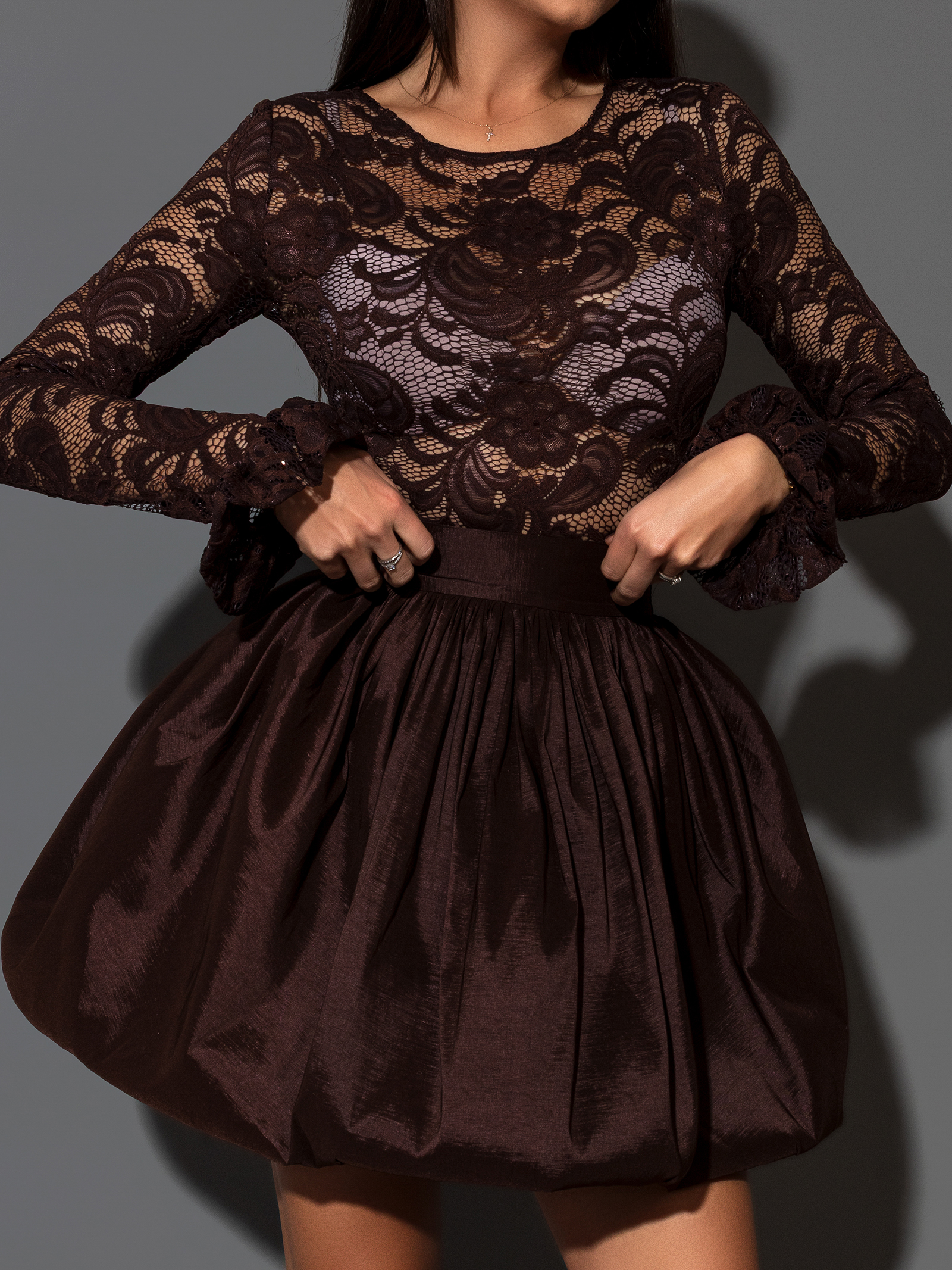 Body koronkowe NB Werste brązowe