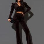 Komplet welurowy NB Jess brązowy