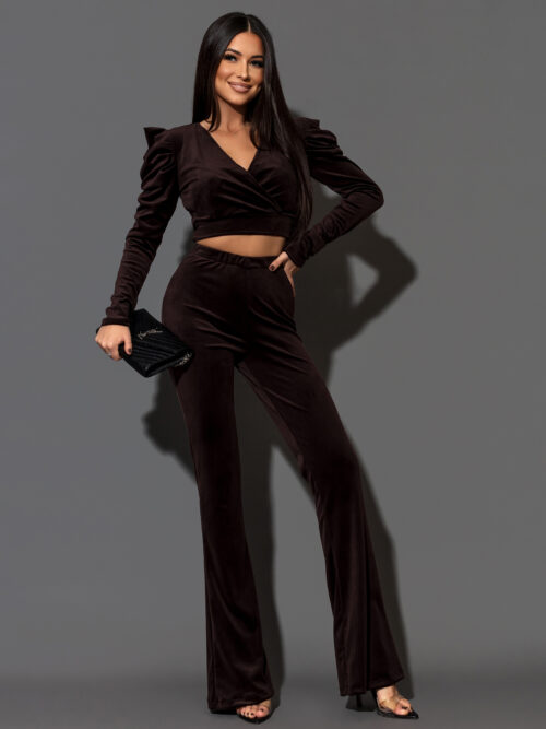 Komplet welurowy NB Jess brązowy