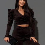 Komplet welurowy NB Jess brązowy