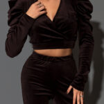 Komplet welurowy NB Jess brązowy