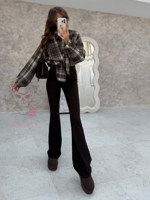 Koszula w kratę flauszowa Toddeo brązowa