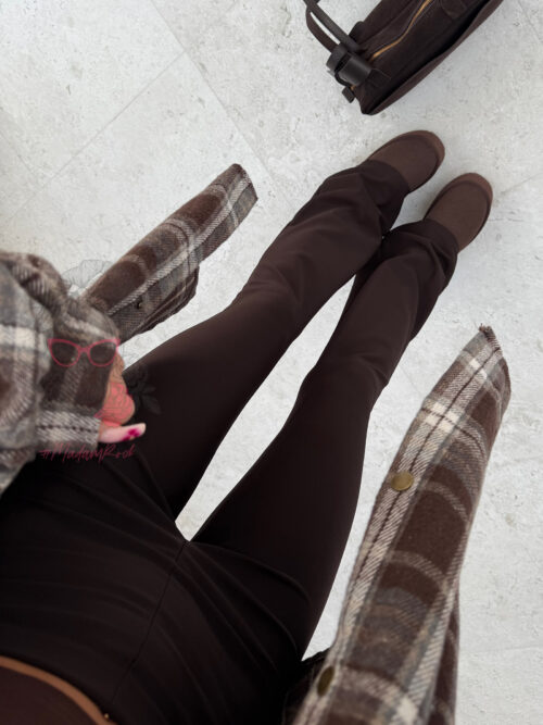 Spodnie prążkowane dzwony Kase brązowe