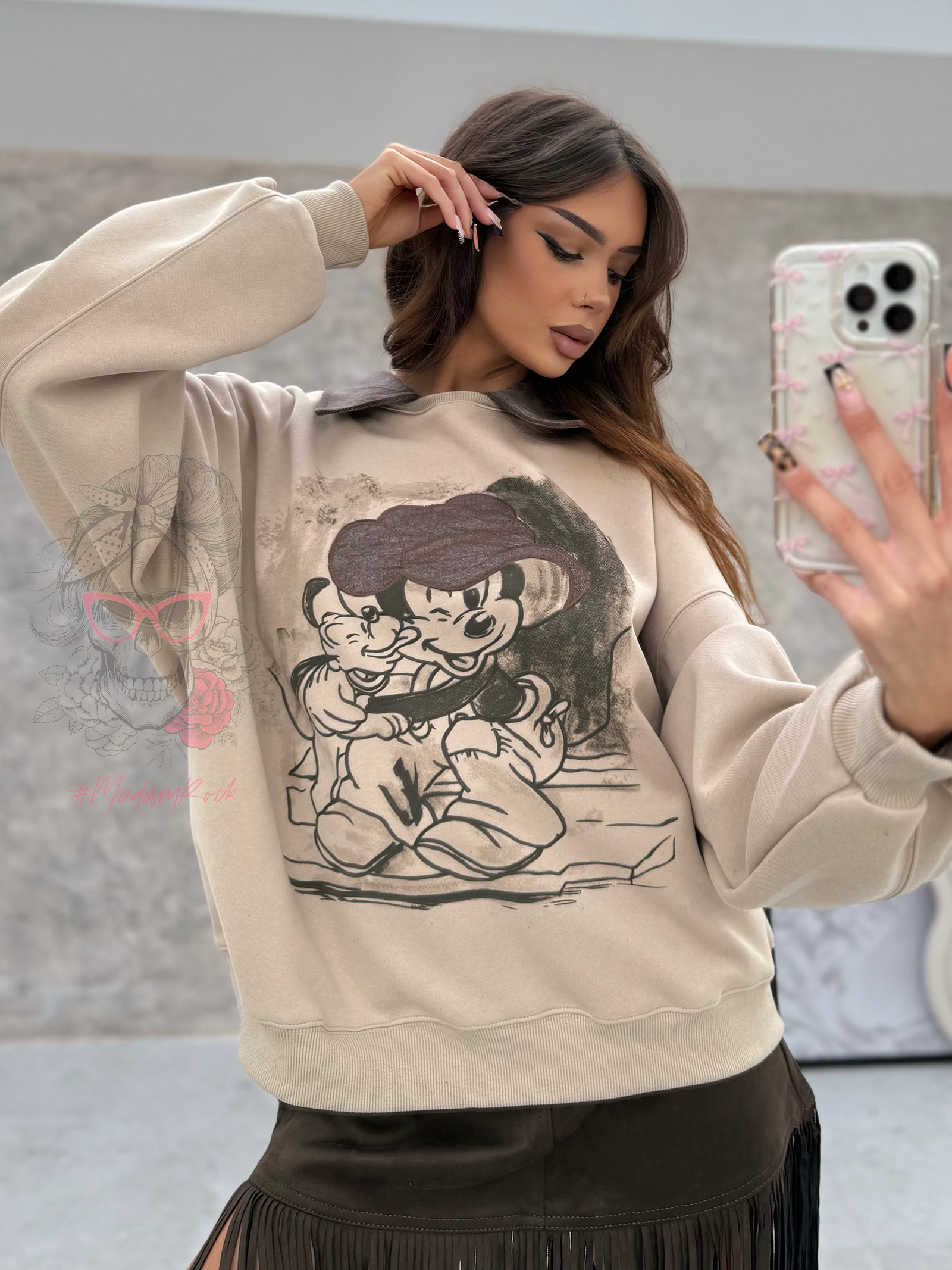 Bluza z kołnierzykiem Disney beżowa