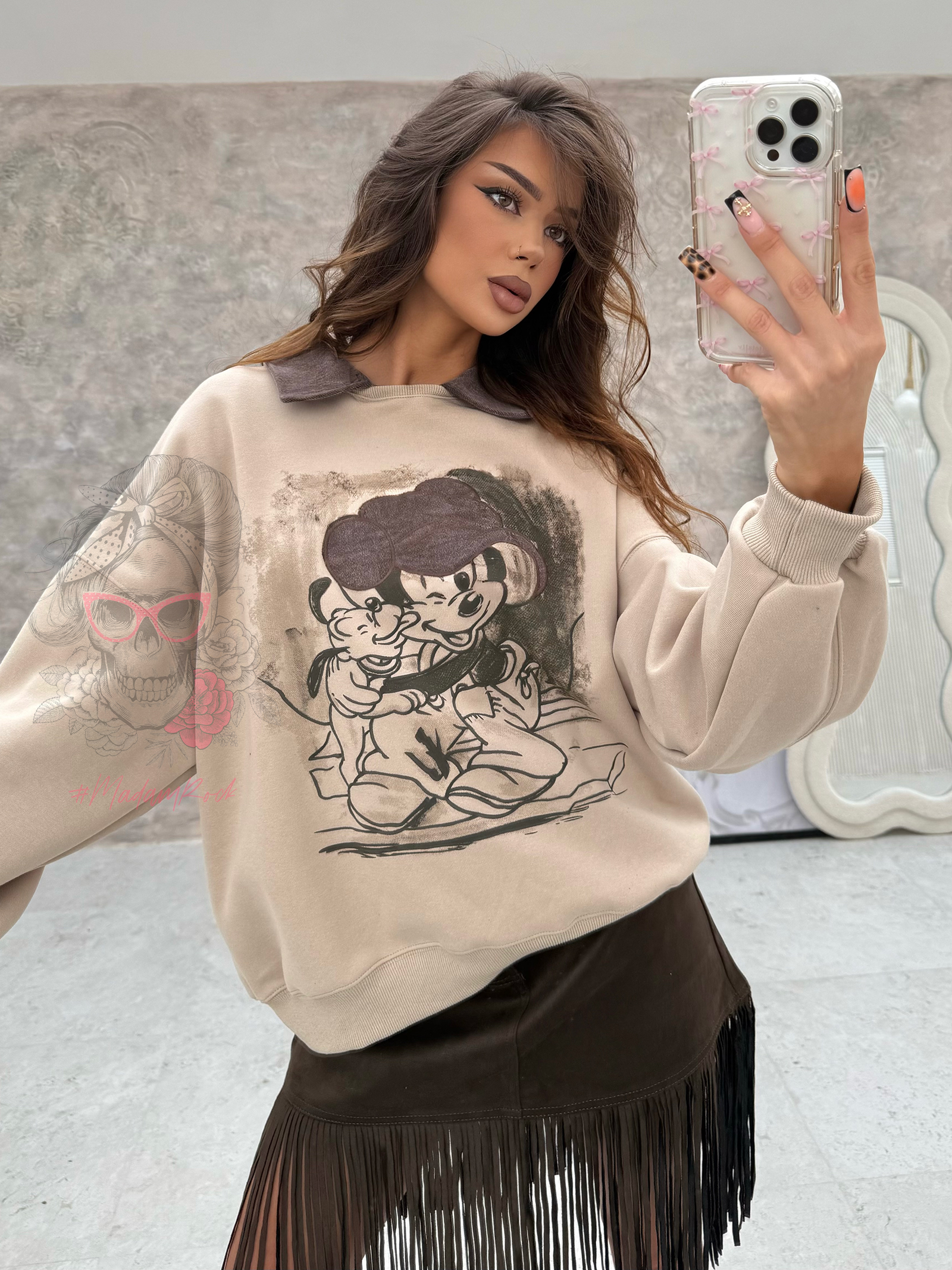 Bluza z kołnierzykiem Disney beżowa