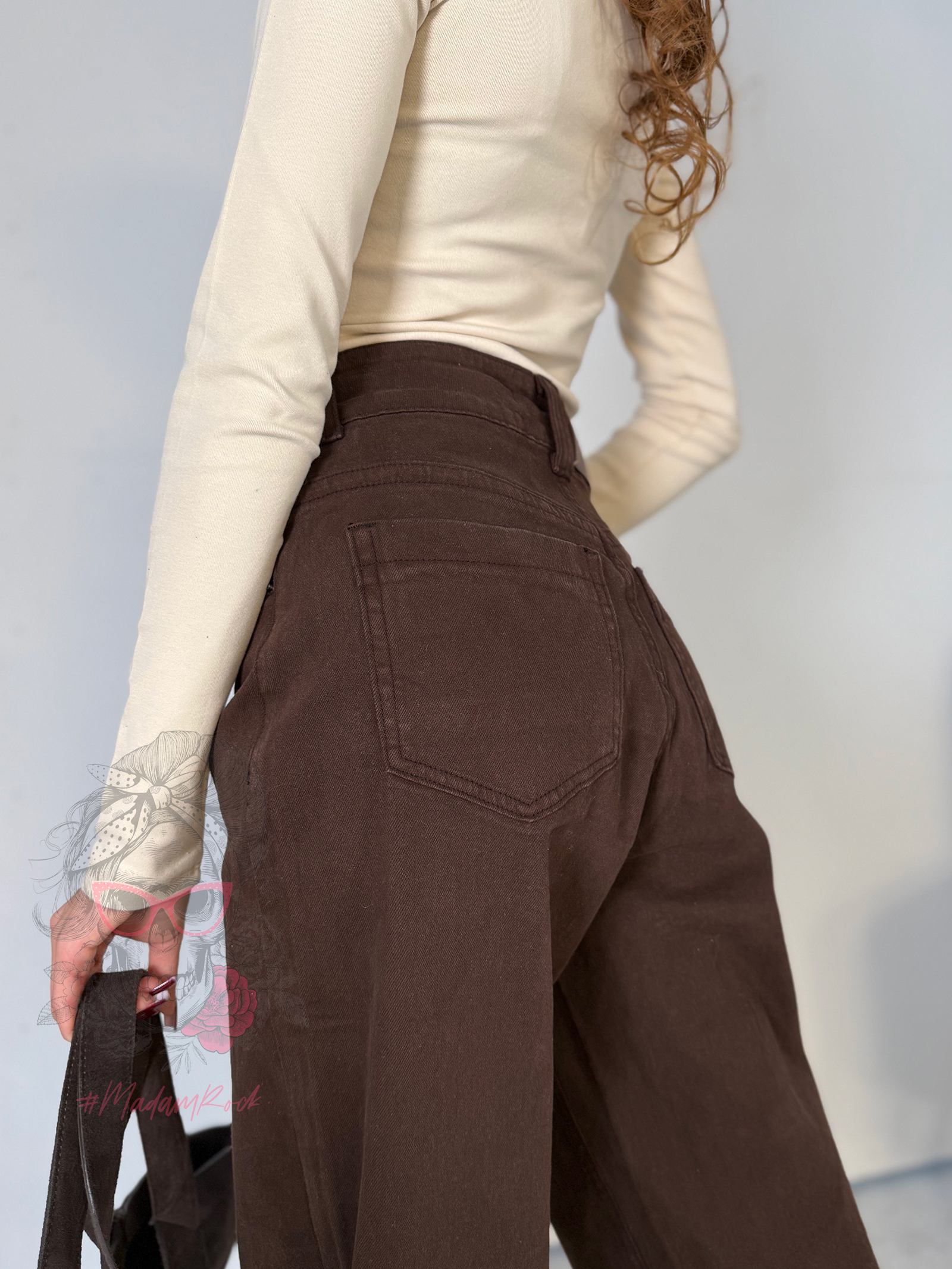 Spodnie jeansowe szerokie Bronzes brązowe Spodnie jeansowe szerokie Bronzes brązowe