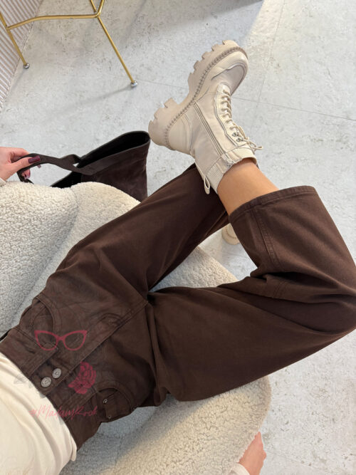 Spodnie jeansowe szerokie Bronzes brązowe