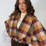 Kurtka flauszowa w kratę Autumns beżowo-bordowa