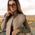 Kamizelka dwustronna baranek/ krata Buckle cappuccino