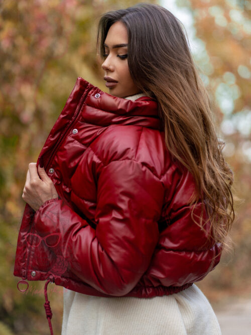 Kurtka bomberka skórzana Roksi II czerwona