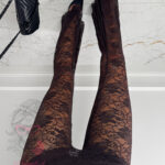 Spodnie koronkowe dzwony Kesato brązowe