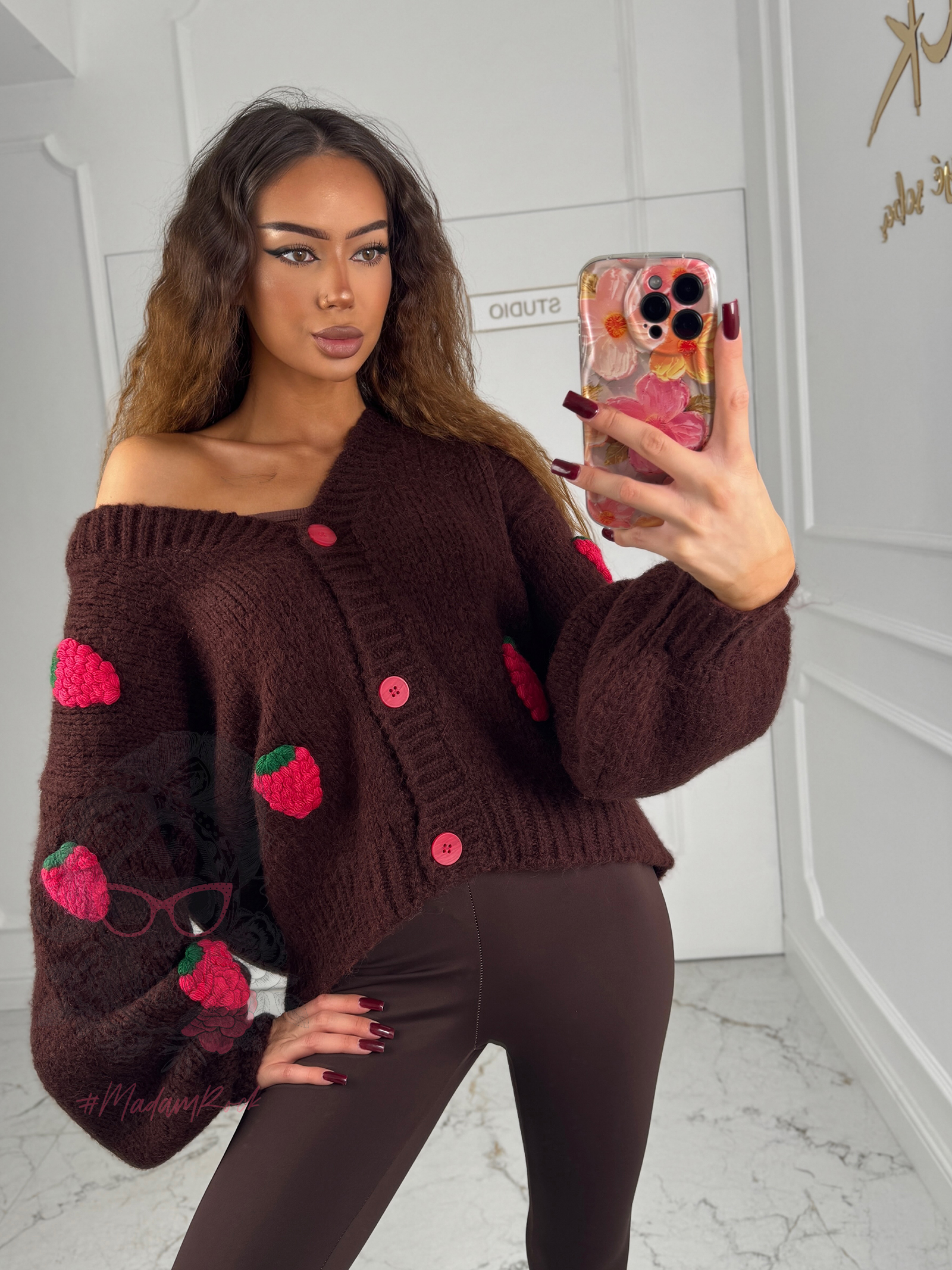 Sweter rozpinany Berry brązowy Sweter rozpinany Berry brązowy