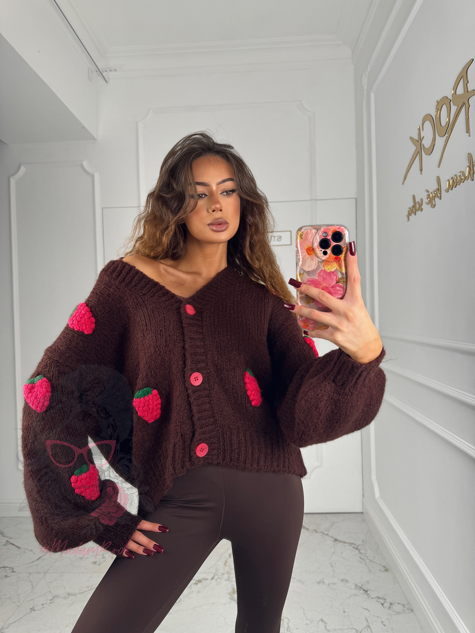 Sweter rozpinany Berry brązowy Sweter rozpinany Berry brązowy