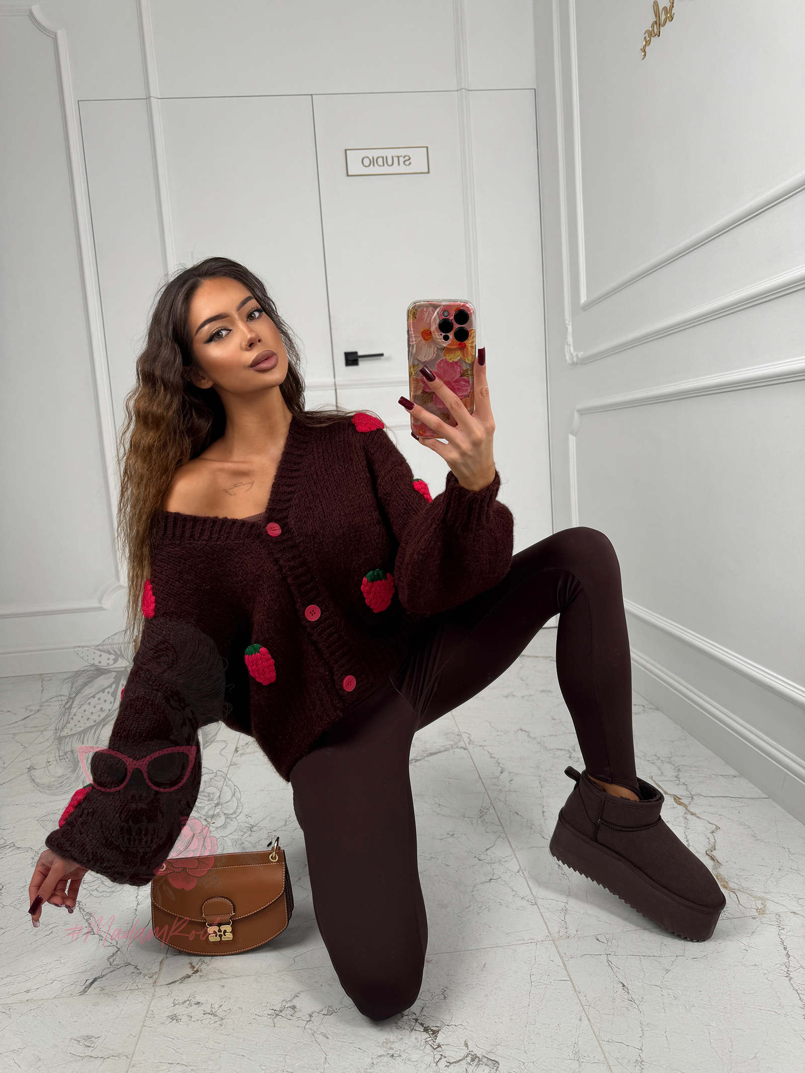 Sweter rozpinany Berry brązowy Sweter rozpinany Berry brązowy