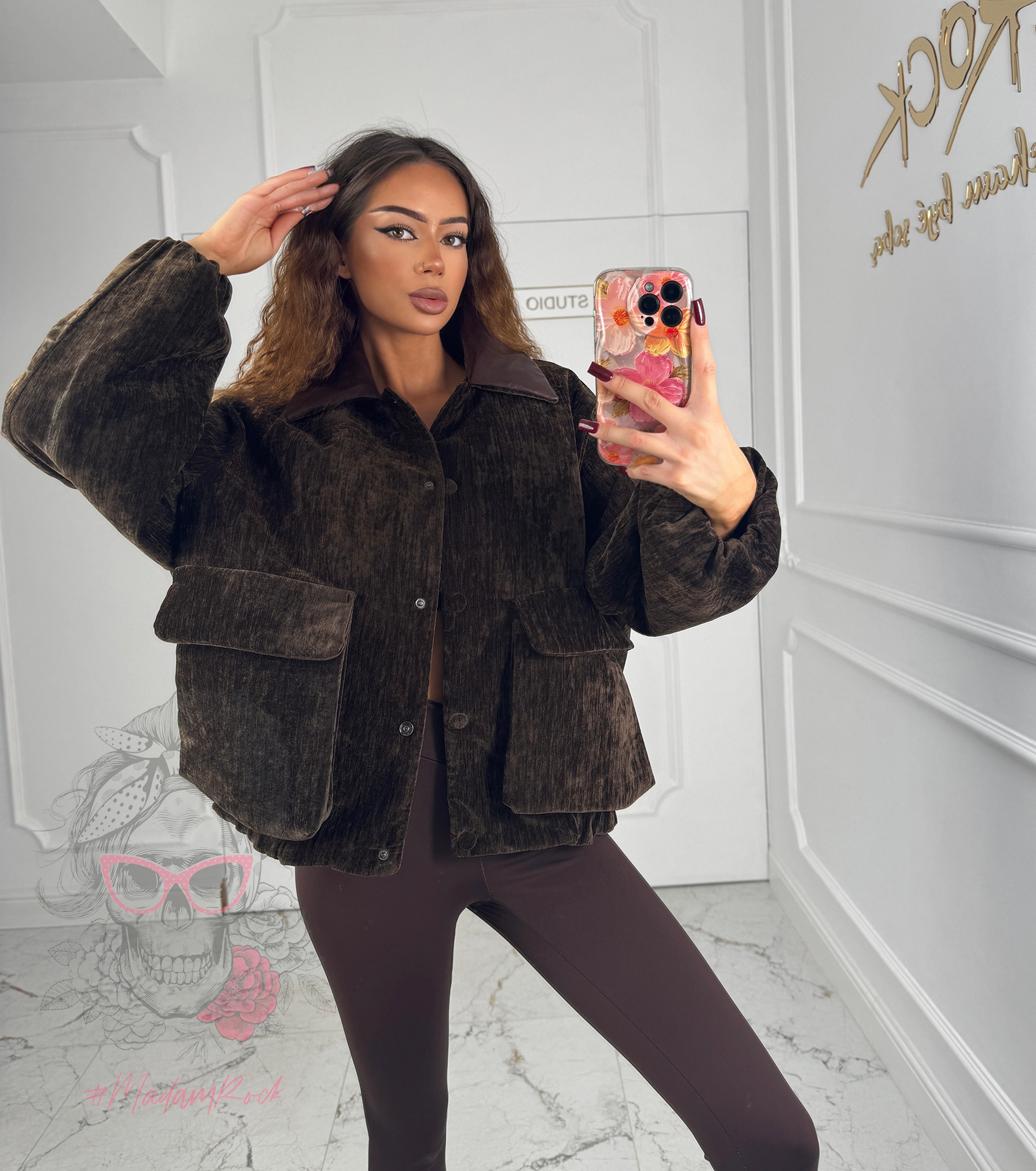 Kurtka bomberka welurowa Omse brązowa