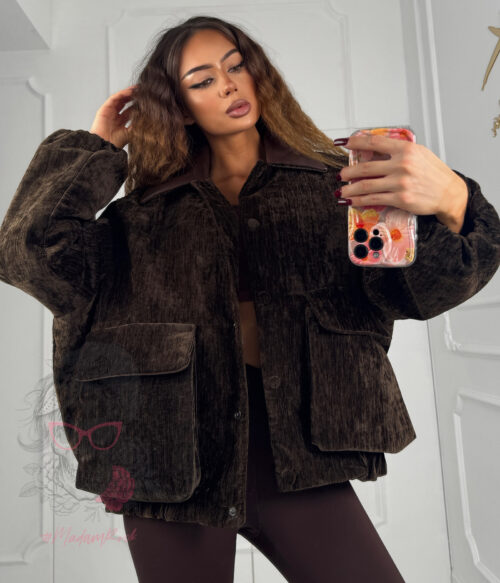 Kurtka bomberka welurowa Omse brązowa