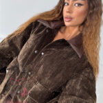 Kurtka bomberka welurowa Omse brązowa