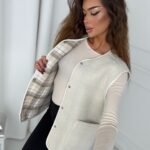 Kamizelka dwustronna baranek/ krata Buckle beżowa