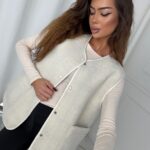 Kamizelka dwustronna baranek/ krata Buckle beżowa