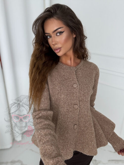 Sweter z baskinką Tammo ciemny beż