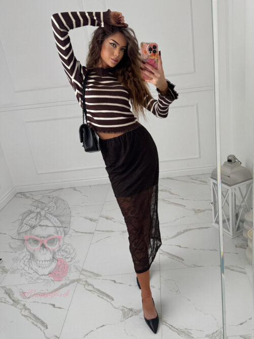 Spódnica koronkowa Kustie brązowa