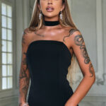 Sukienka dopasowana z szarfą NB Julies czarna