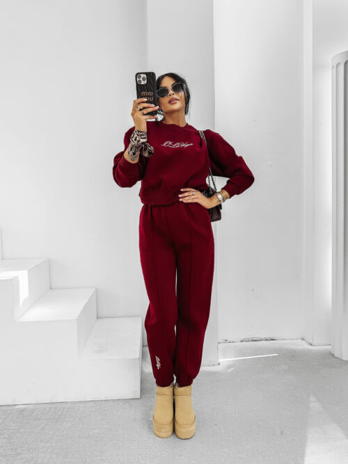 Komplet bawełniany OLAVOGA SCRITTO bordowy