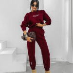 Komplet bawełniany OLAVOGA SCRITTO bordowy