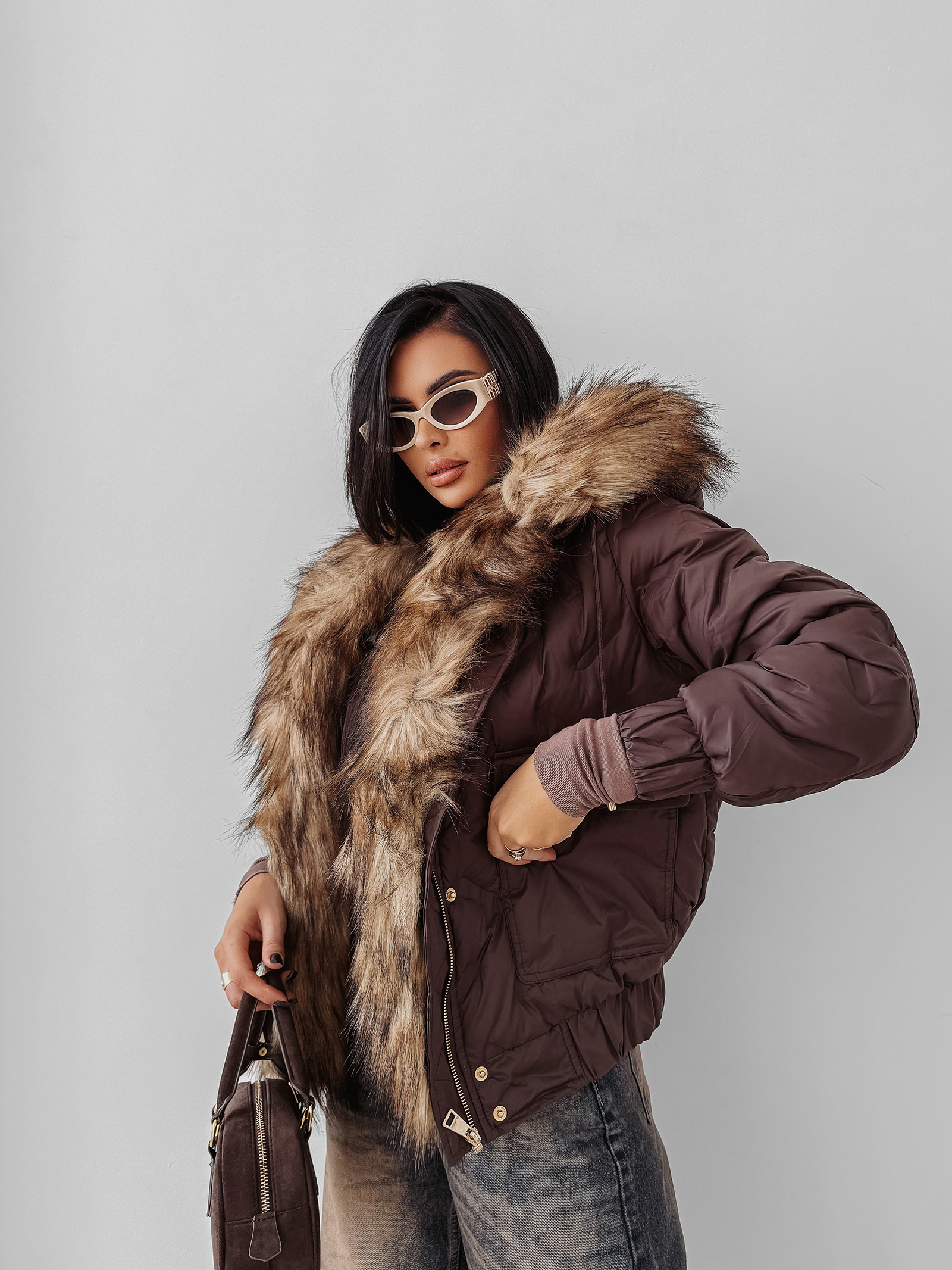 Kurtka damska OLAVOGA RAURE brązowa