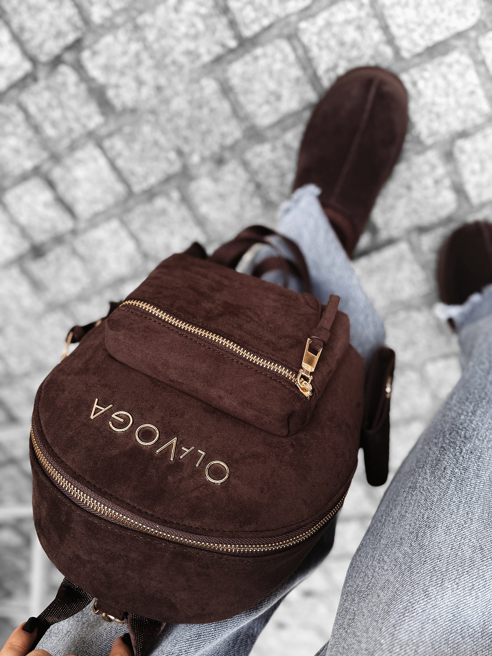 Plecak damski OLAVOGA RIDER brązowy od góry