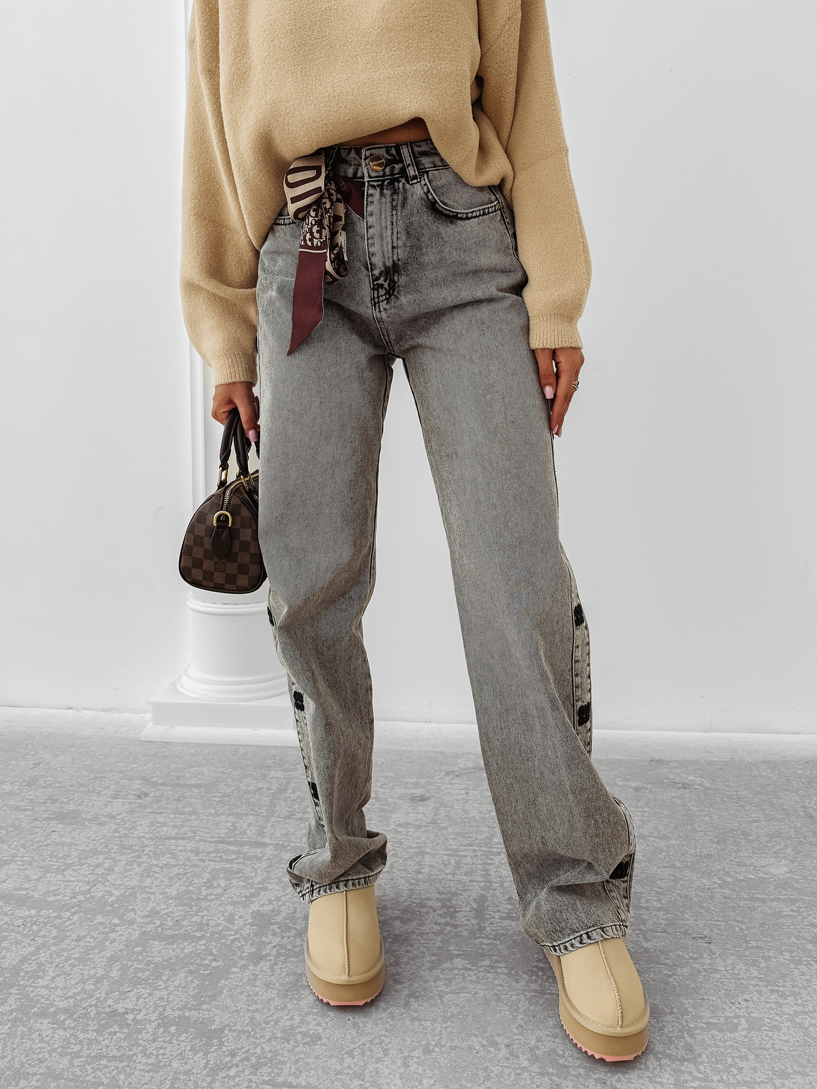 Spodnie rozszerzane OLAVOGA ELIOKIE szare