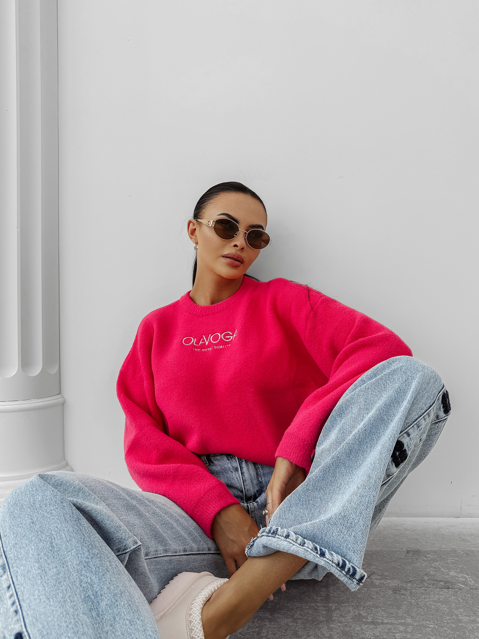 Sweter damski OLAVOGA DELIA amarantowy Sweter damski OLAVOGA DELIA amarantowy