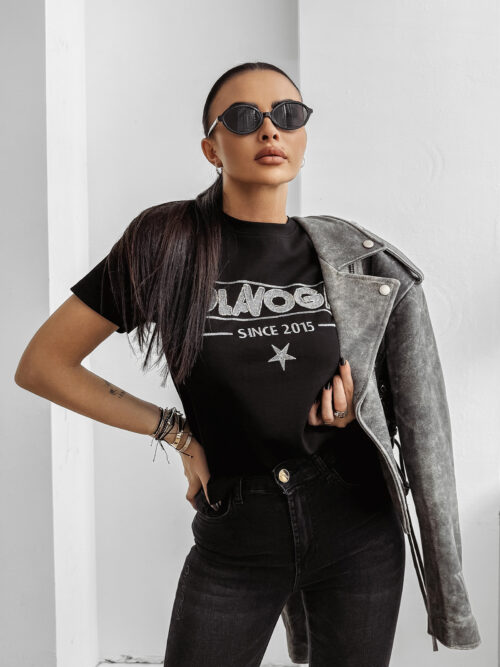 T-shirt damski OLAVOGA BLACK PRINCE czarny