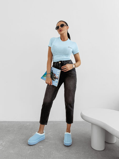 T-shirt damski OLAVOGA FIOERY niebieski