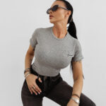 T-shirt damski OLAVOGA FIOERY szary