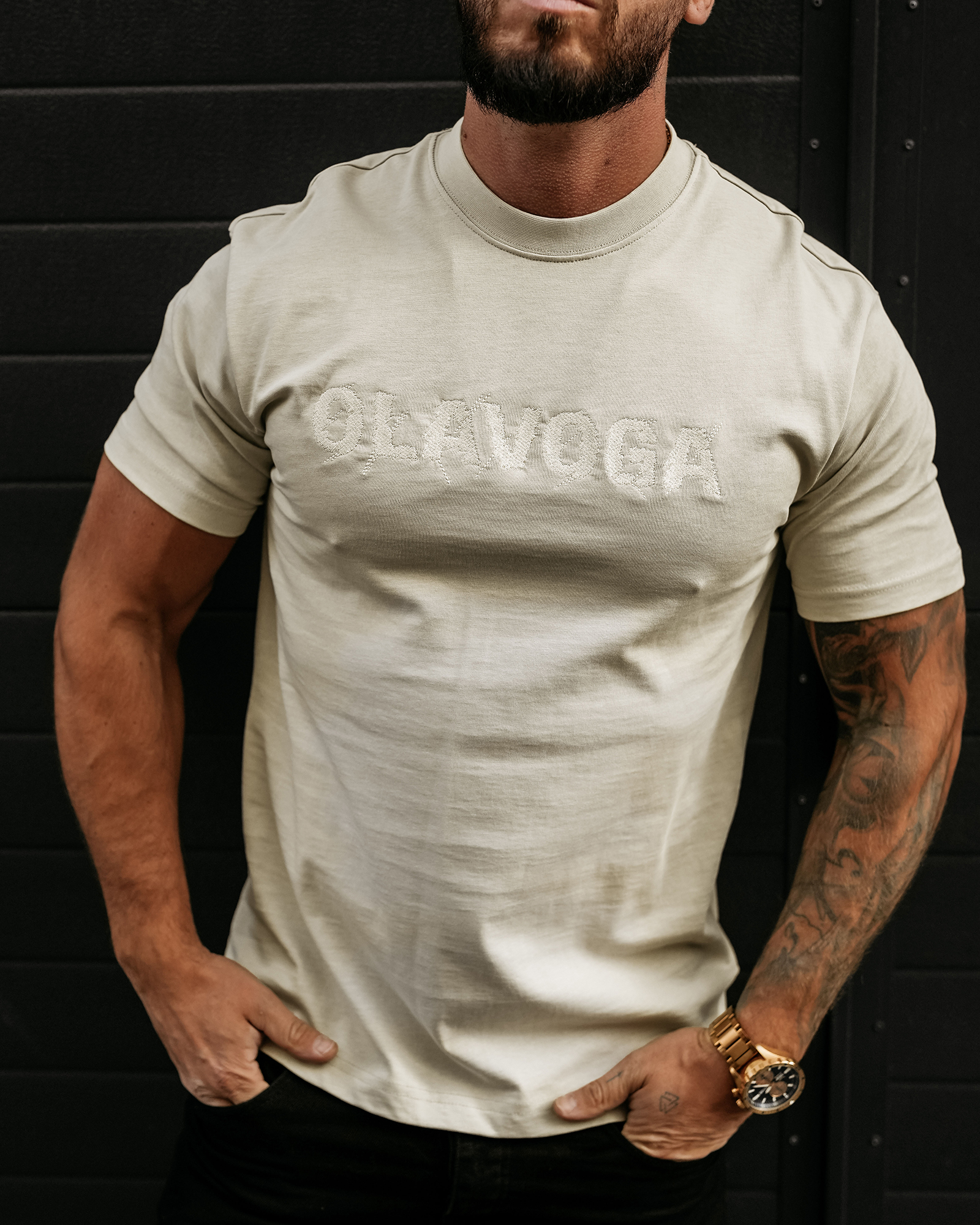 T-shirt męski OLAVOGA REAL beżowy