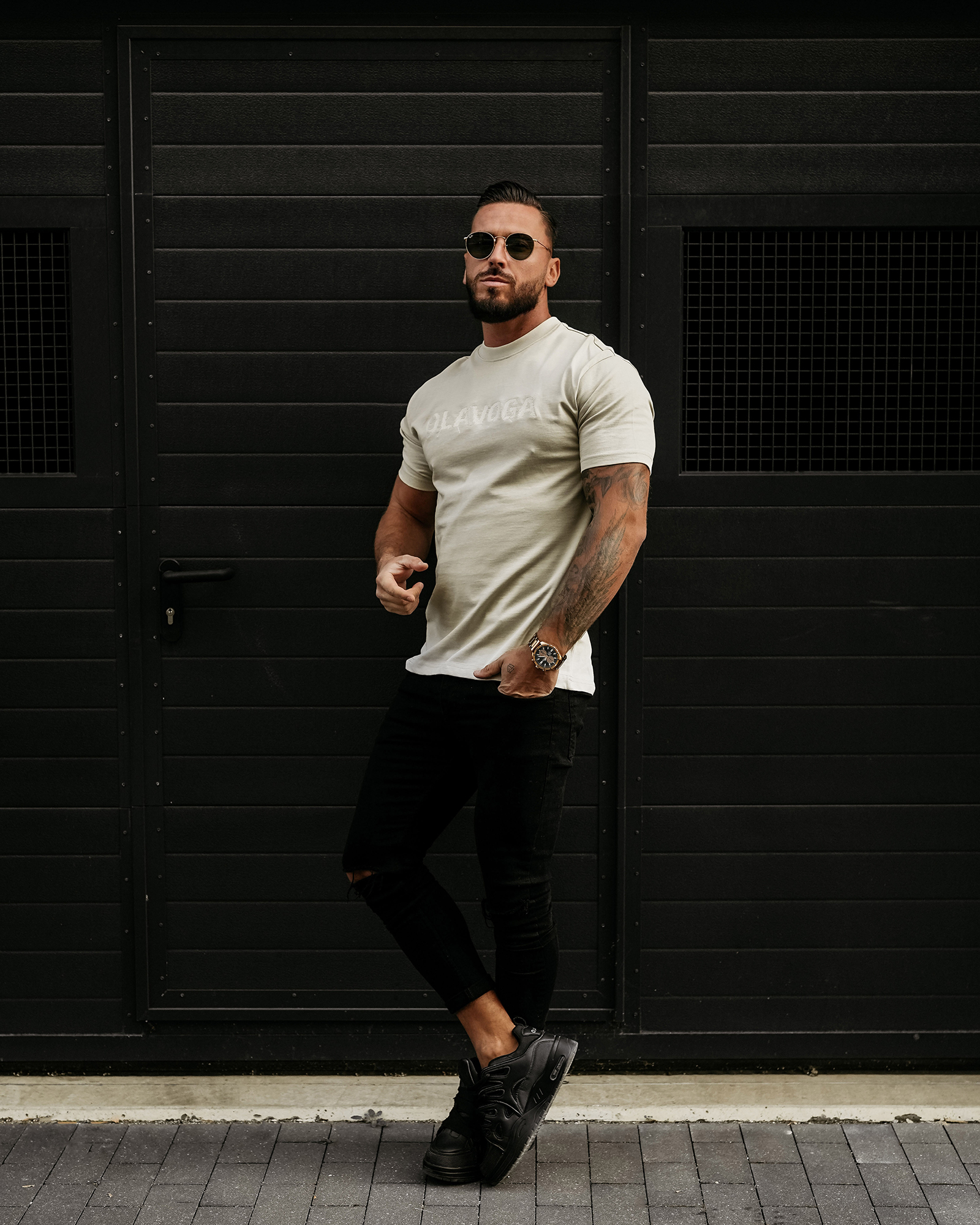 T-shirt męski OLAVOGA REAL beżowy