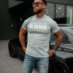 T-shirt męski OLAVOGA ZOAN jasnoszary