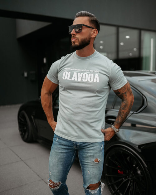 T-shirt męski OLAVOGA ZOAN jasnoszary